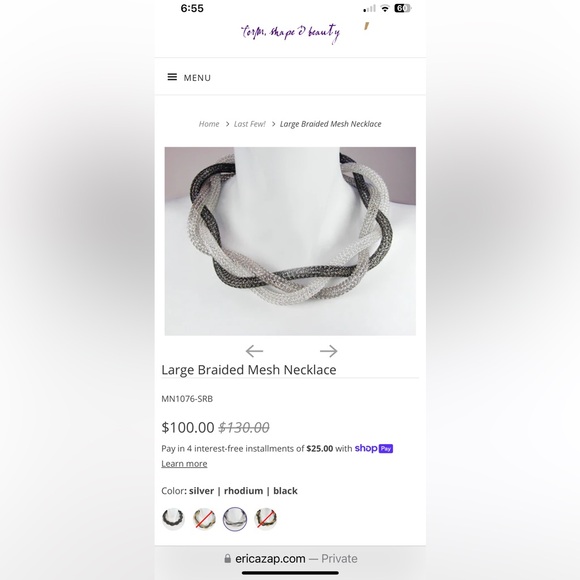 Erica Zap Design Woven mesh Tri color necklace - Picture 7 of 7